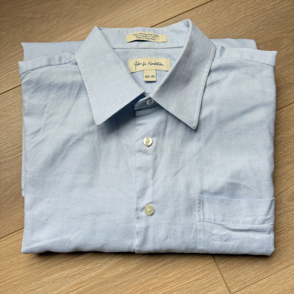 M6 John W. Nordstrom Mini Print Button Down Long Sleeve Cotton Shirt Pocket - Picture 1 of 7